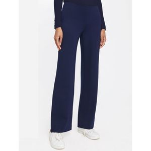 AVA & ESME Womens Navy Stretch Ribbed Pull On Style Stretch Flare Pants L